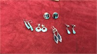 Collection of silver and turquoise earrings
