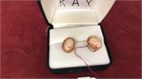 18KT yellow gold pair of cameo earrings