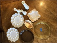 (9) Pieces Glass incl Noritake, Depression, Milk