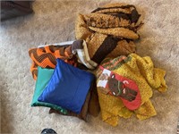 Lot of pillows, stocking, blankets