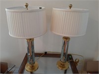 VINTAGE FREDICK COOPER COLUMN BRASS & GLASS LAMPS