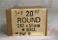 20 rounds 7.62 x 511 ball ammo (.380)