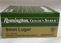 Golden Saber 9mm Luger Brass Jacketed HP full box