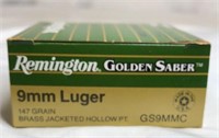 Golden Saber 9mm Brass Jacketed HP Luger full box