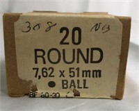 Ball ammo 7.62x51mm full box 20 rounds (.308)