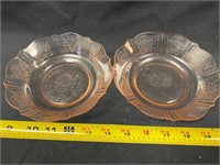 2 depression glass bowls