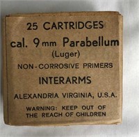 Interarms 9mm Parabellum (Luger)full box 25 rounds