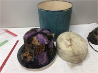 Vintage hats covered with natural feathers