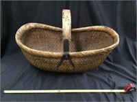 Wooden Handled Woven Basket 23x16x12