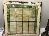 Vintage  28”x 28 1/2” stain glass window