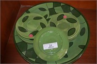 (12 PCS) LARGE CERAMIC PLATTERS & SAUCERS -