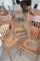 (3 PCS) PRESS-BACK DINING CHAIRS WITH CANE SEATS