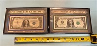 2 one dollar bills. Silver certificate