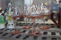 PINK QUILTED PATTERN WINE GLASSES