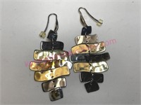 Sterling silver & brass dangle earrings