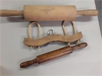 WOODEN ROLLING PINS AND YOKE LOT