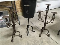 Three 2ft Metal Candlestick Holders