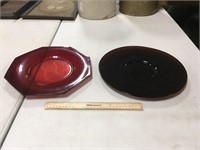 Large Red Glass Plates