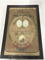 13x22 Framed 1894 Marriage Certificate