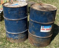 2 Marathon 30 Gallon Oil Drums