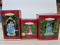 3 Hallmark Keepsake Cinderella Ornaments NIB