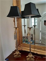 35" VINTAGE BRASS BASED TABLE LAMPS