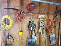 Wall Contents - Extension Cords, Snow Shovel,