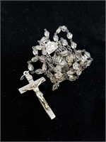 Vintage Clear Glass Beads/Sterling Silver Rosary