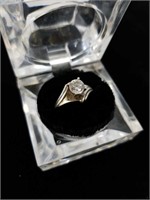 sterling starburst design clear stone ring