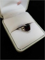 sterling red / clear stones ring