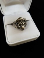 sterling lion's head ring