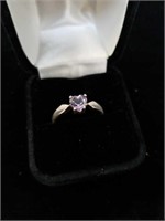 sterling purple stone heart shape ring