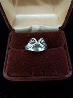 sterling frog head ring