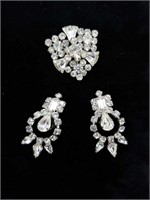 +Vintage Crystal Rhinestone Brooch & Earrings