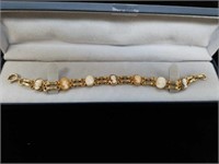 Mid Century Gold Filled Double Link Cameo Bracelet
