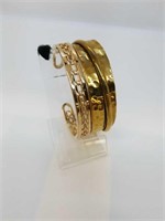 2 Gold Tone Designer Cuff Bracelets
