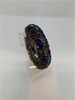 Designer Sapphire Blue Rhinestone Cuff Bracelet