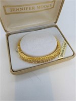 Designer Gold Tone + Rhinestone Crystal Bracelet