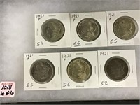 Lot of 6-1921 Morgan Silver Dollars