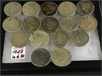 Collection of 16 Peace Silver Dollars Including