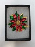 Designer Christmas Wreath Pin 3 Color Enamel