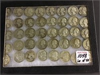 Collection of 40 Pre-64 Washington Silver Quarters