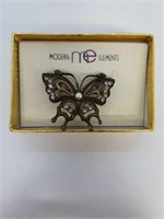 Designer Rhinestone Butterfly Pin MOC