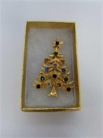 Eisenberg Christmas Tree Pin with Rhinestones