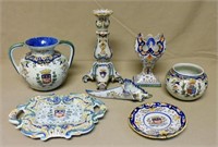 Heraldic Motif Desvres and Rouen French Ceramics.