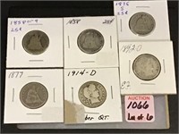 Lot of 6 Old Quarters Including