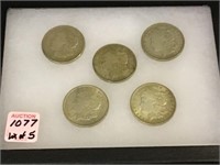 Lot of 5-1921 Morgan Silver Dollars