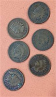 (6) Asst Indian Head Cents
