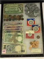 Group of Foreign Coins & Paper Money