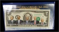+Lim. Ed. $2 Bank Note - Living Presidents